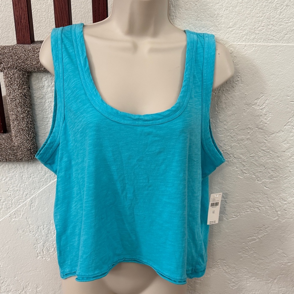 PILCRO By ANTHROPOLOGIE Blue Sleeveless Women's Boxy Crop Top Size XL NWT
